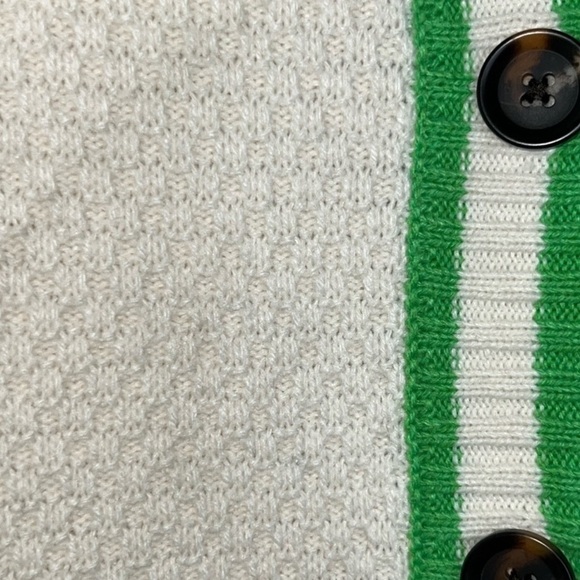 Future Collective Varsity Cardigan Sweater XS Kahlana Barfield Brown Ivory Green - Picture 6 of 12